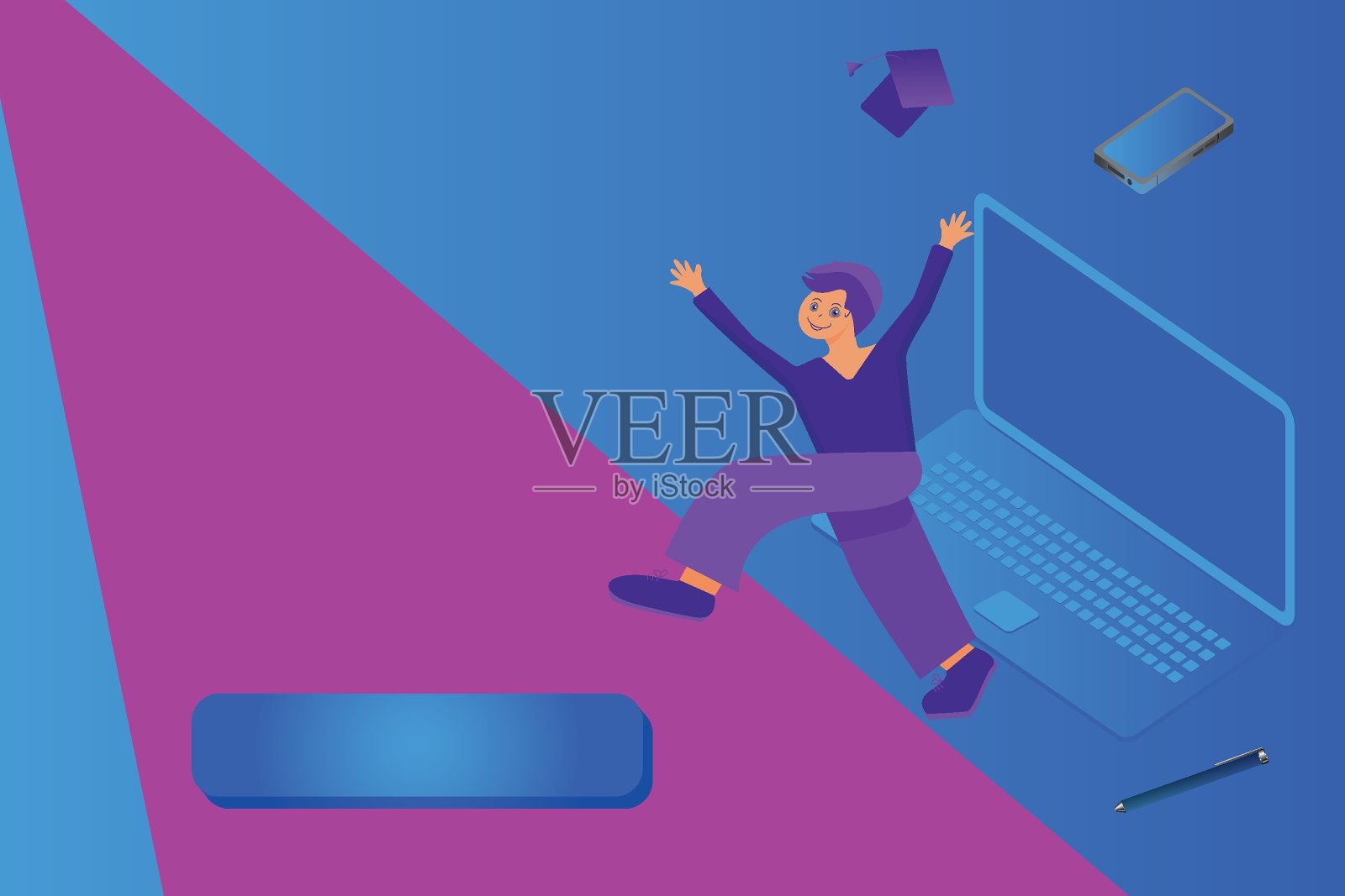 平面设计矢量插图的在线教育。插画图片素材