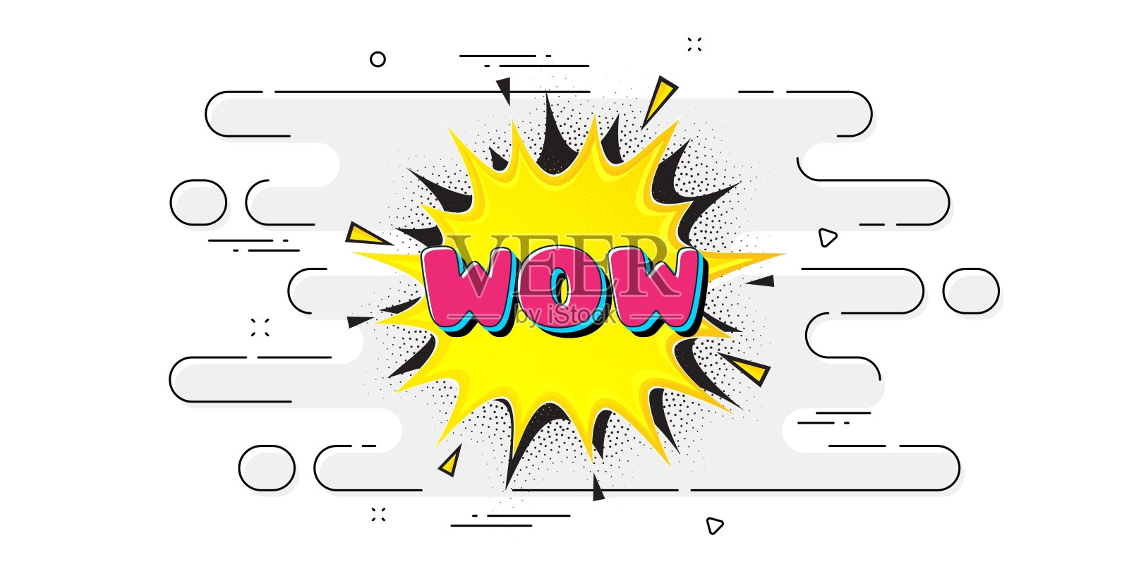 哇，漫画泡泡横幅。折扣标签的形状。向量插画图片素材