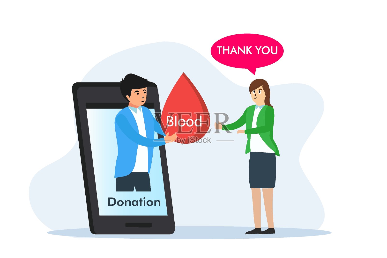 年轻男子给年轻女子献血插画图片素材