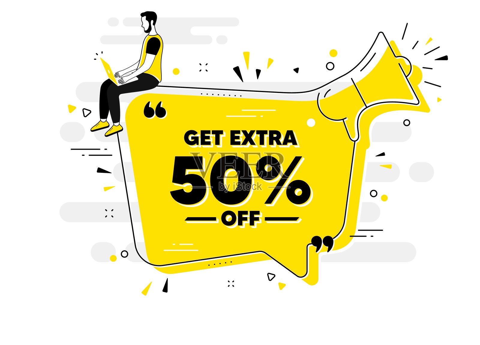 获得额外的五折优惠。折扣提供信号。向量设计元素图片