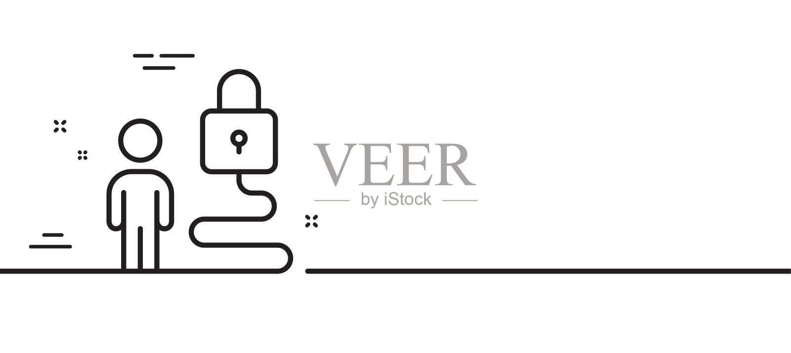 锁线图标。安全访问的迹象。最小的线条图案横幅。向量插画图片素材