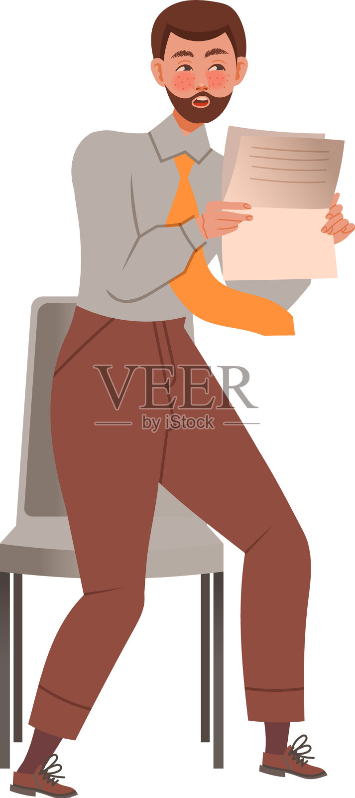 男子求职者与简历在他的手中等待插画图片素材