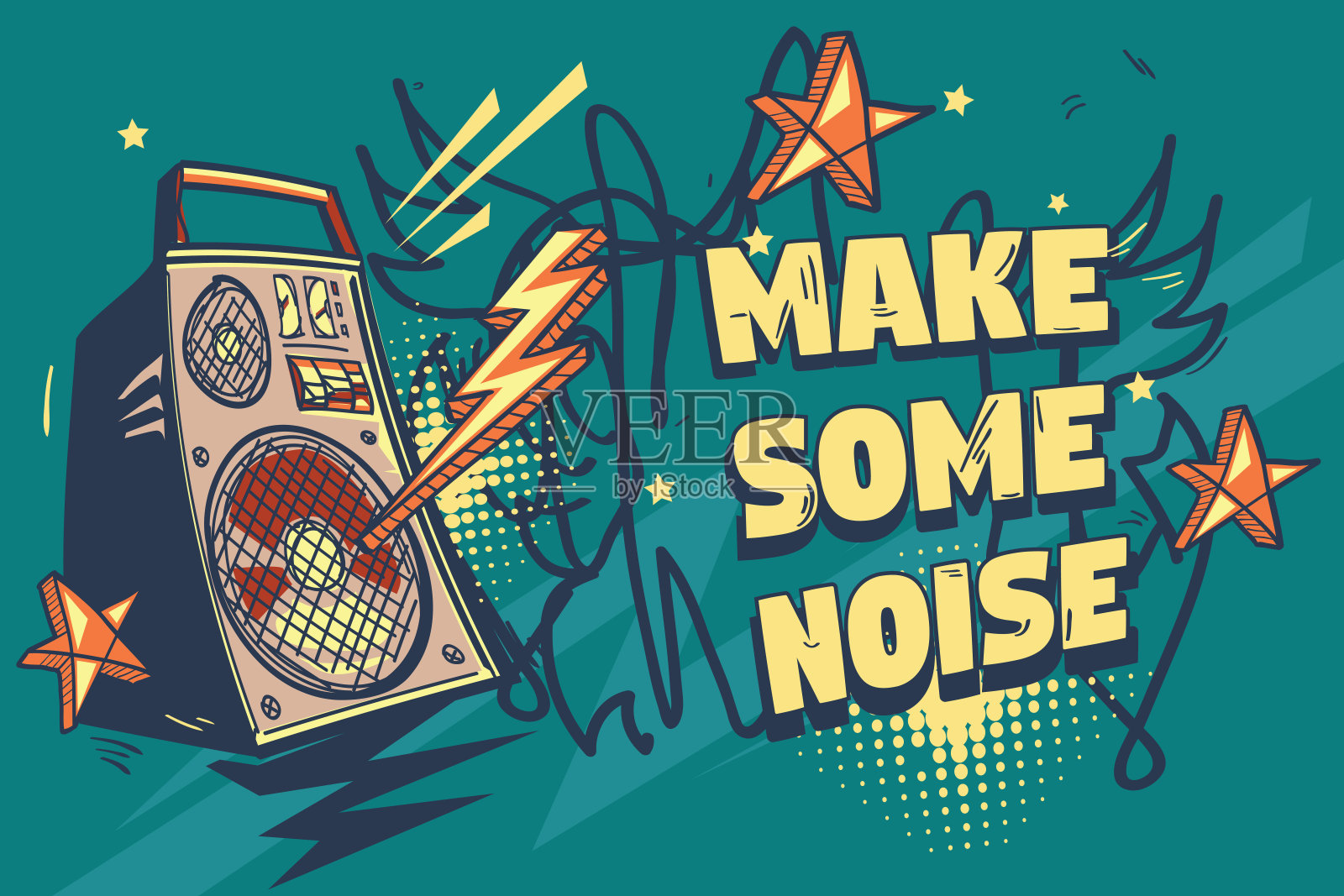 制作一些噪音功率扬声器放大器音乐海报插画图片素材