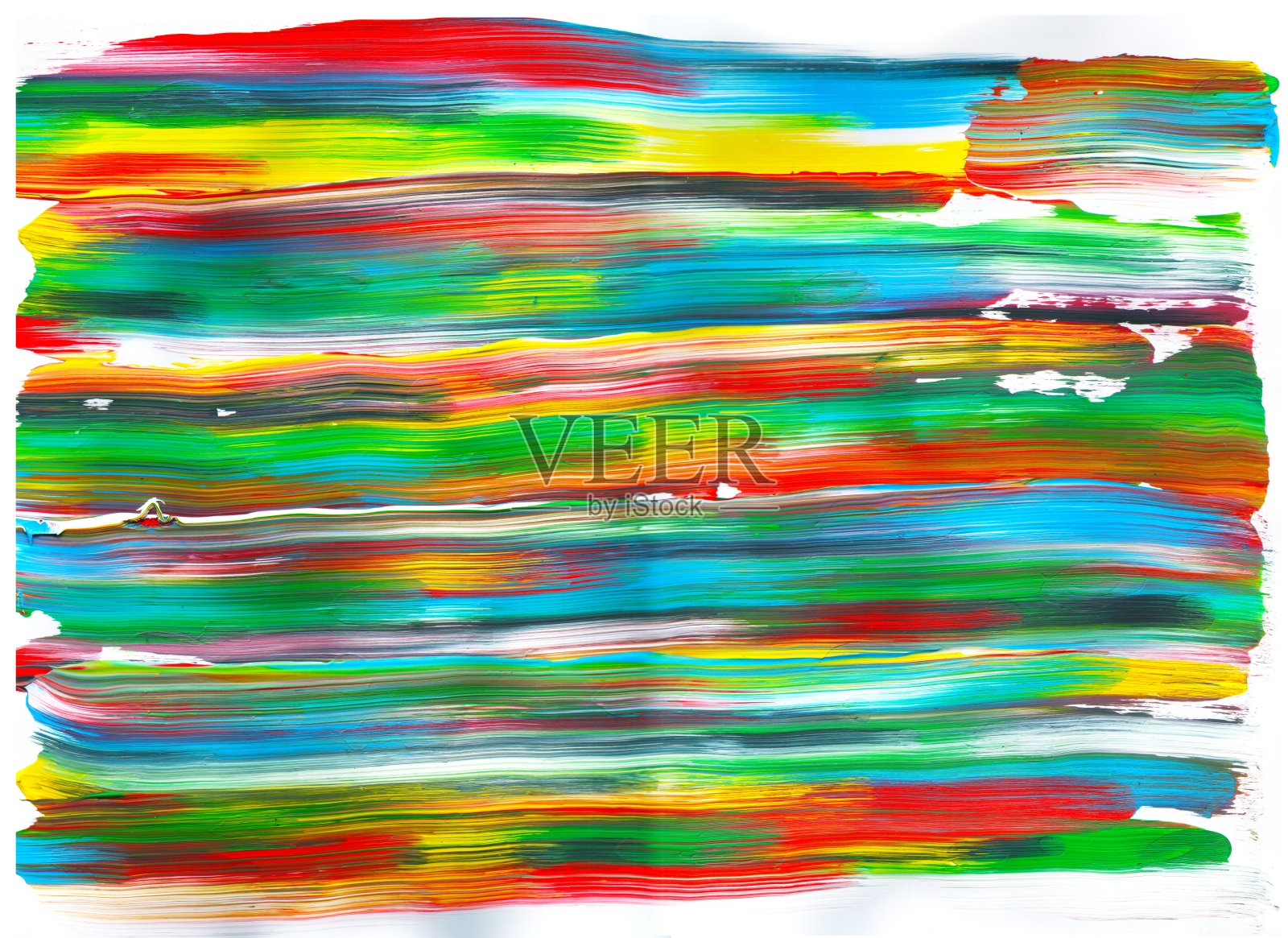 多色调油画人像。亚克力碎片绘画呈现鲜明的色彩笔触质感。背景的颜色。概念特写油画和调色板刀在画布上。插画图片素材