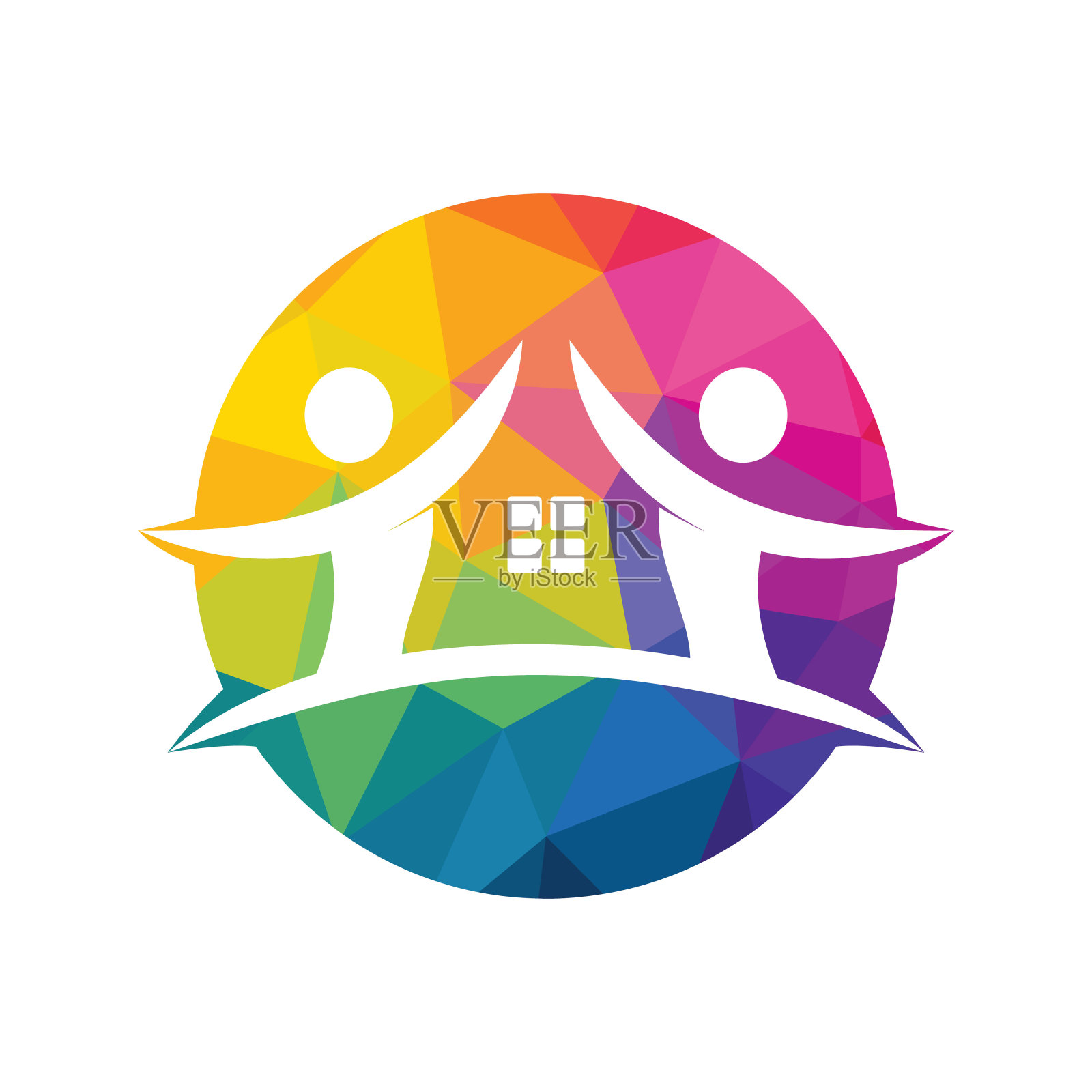 房子和人的标志设计。房子和快乐的人向量标志模板。插画图片素材