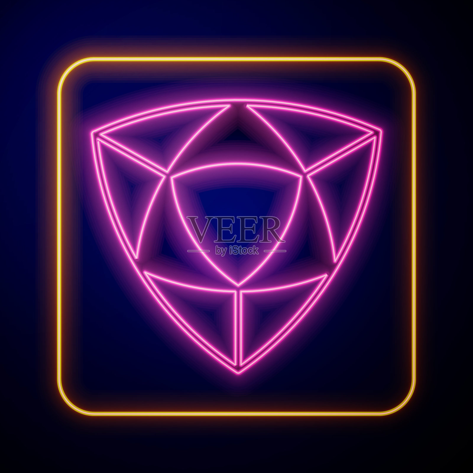 发光的霓虹灯钻石图标孤立在黑色的背景。首饰的象征。宝石石头。向量插画图片素材