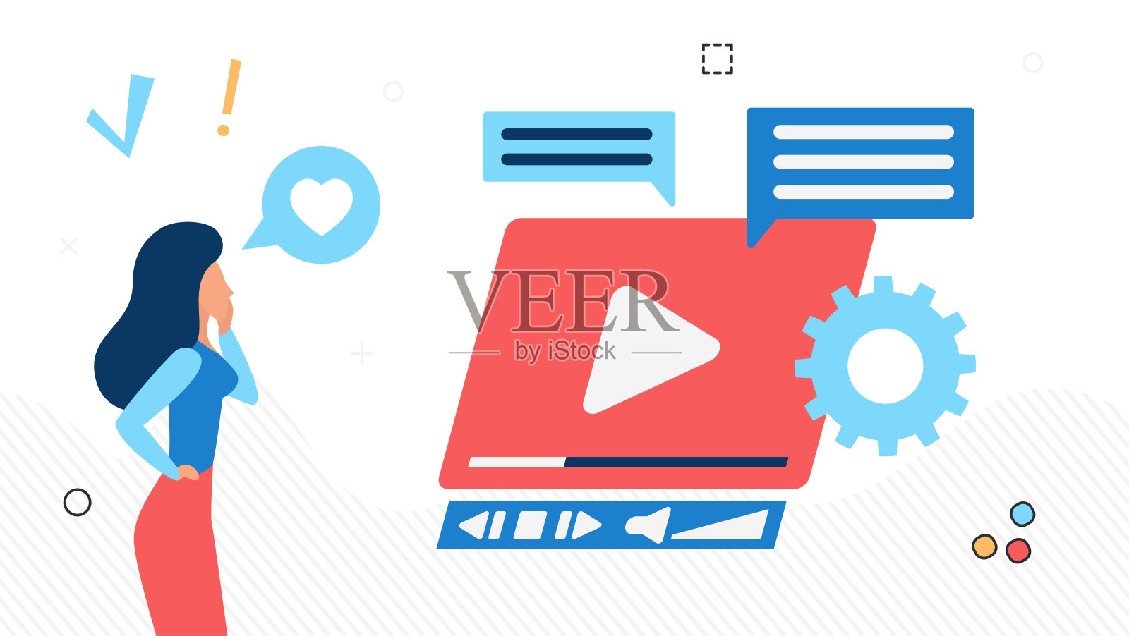 在线互联网视频剪辑社交媒体内容插画图片素材