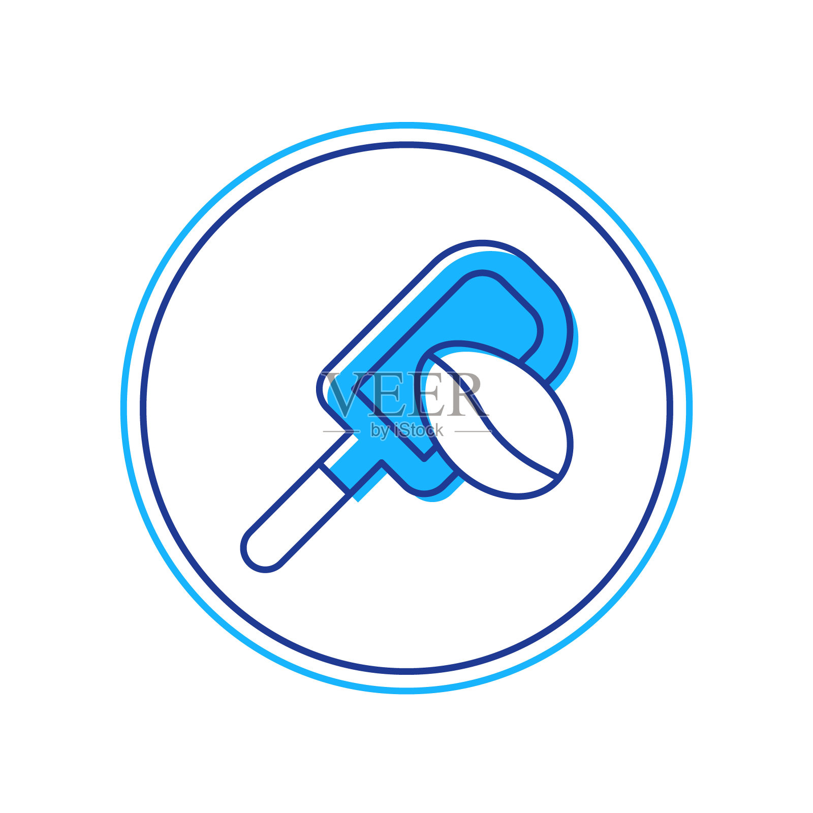 填充轮廓抹刀与咖啡谷物图标孤立在白色背景。咖啡豆。向量插画图片素材