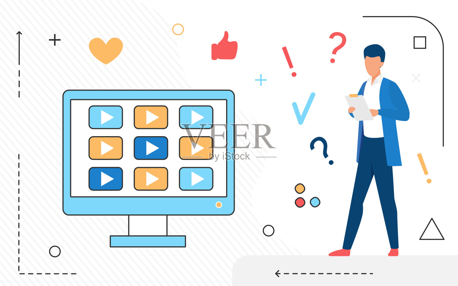 在线数字屏幕计算机视频资料库插画图片素材