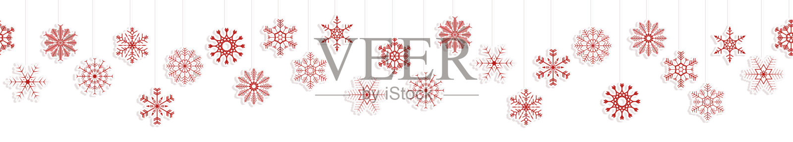 挂着雪花星星的横幅，迎接圣诞的问候插画图片素材