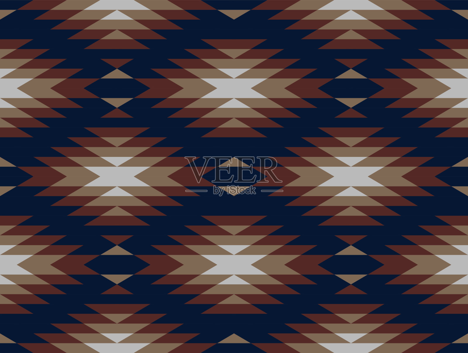 蓝红相间的民族图案。蓝色和红色的纳加罗图案。几何图案。向量无缝模式插画图片素材