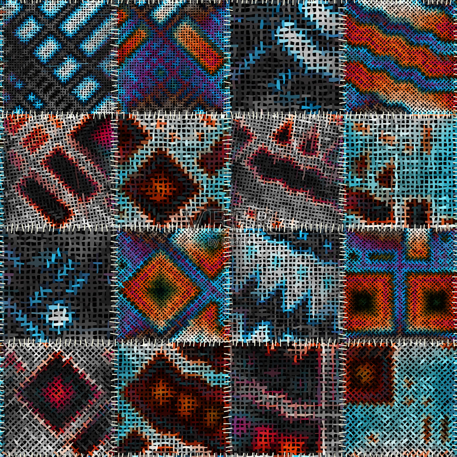 仿粗糙帆布的纹理。无缝模式。插画图片素材