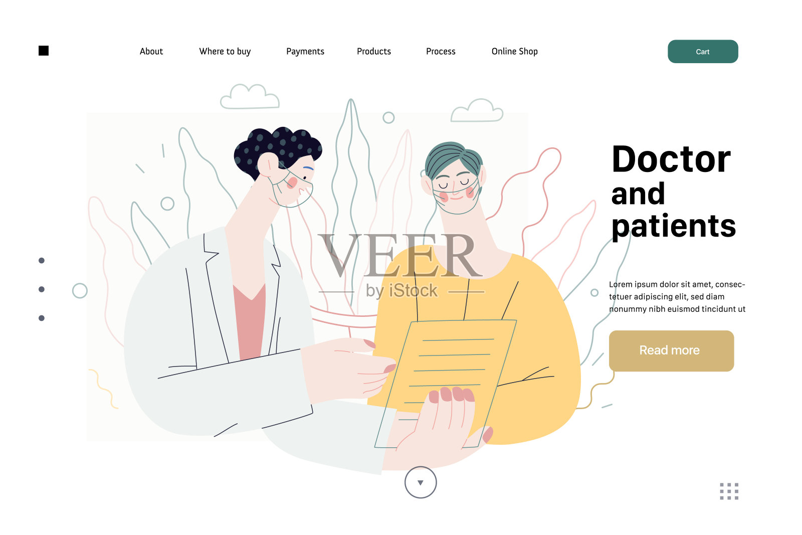 医生和病人-医疗保险网站模板插画图片素材