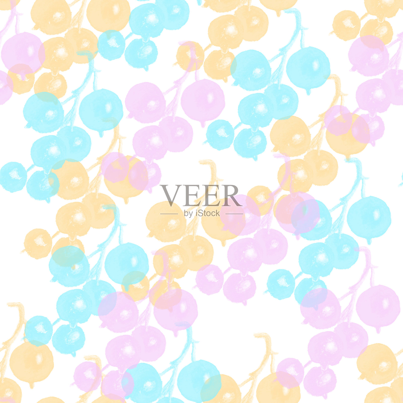 无缝图案与黑加仑插画图片素材