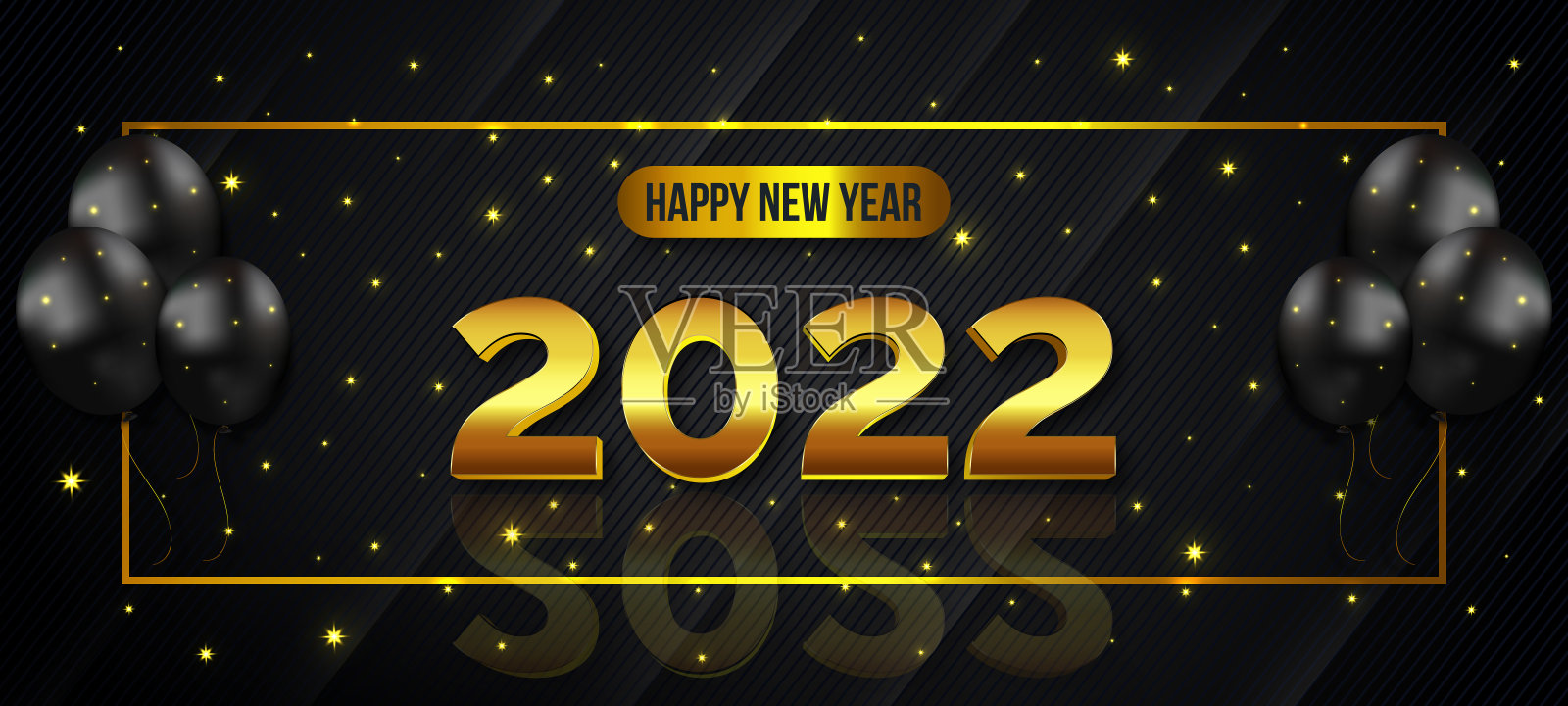 圣诞快乐和新年快乐2022背景与闪亮的雪花背景横幅设计。插画图片素材