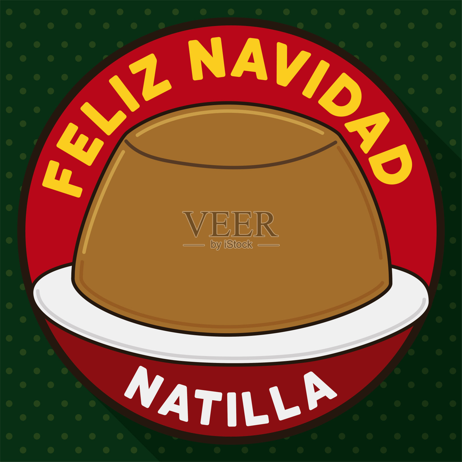 按钮与蛋奶沙司和圣诞问候在平风格设计元素图片