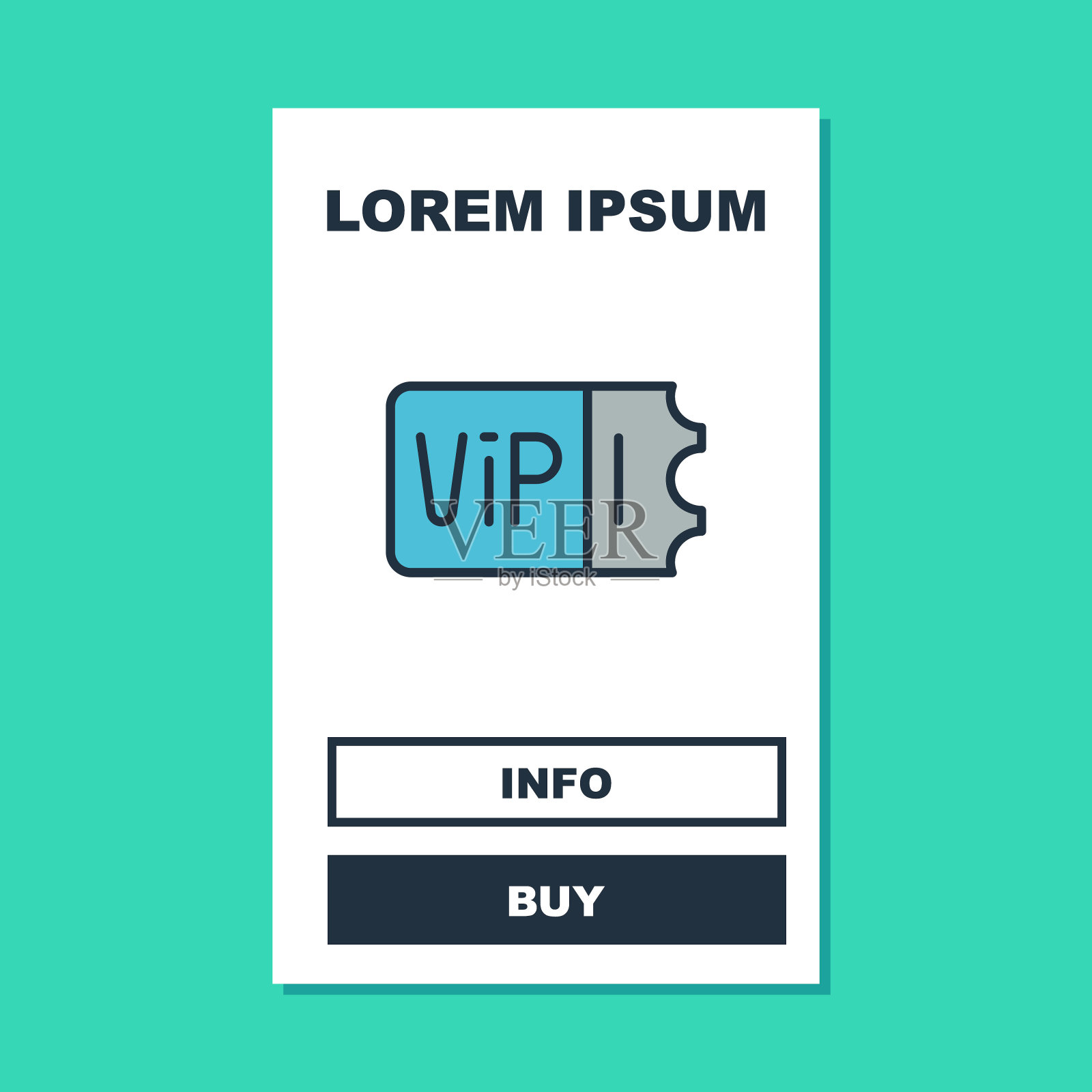 填充轮廓火车票图标孤立在绿松石背景。铁路旅行。向量插画图片素材