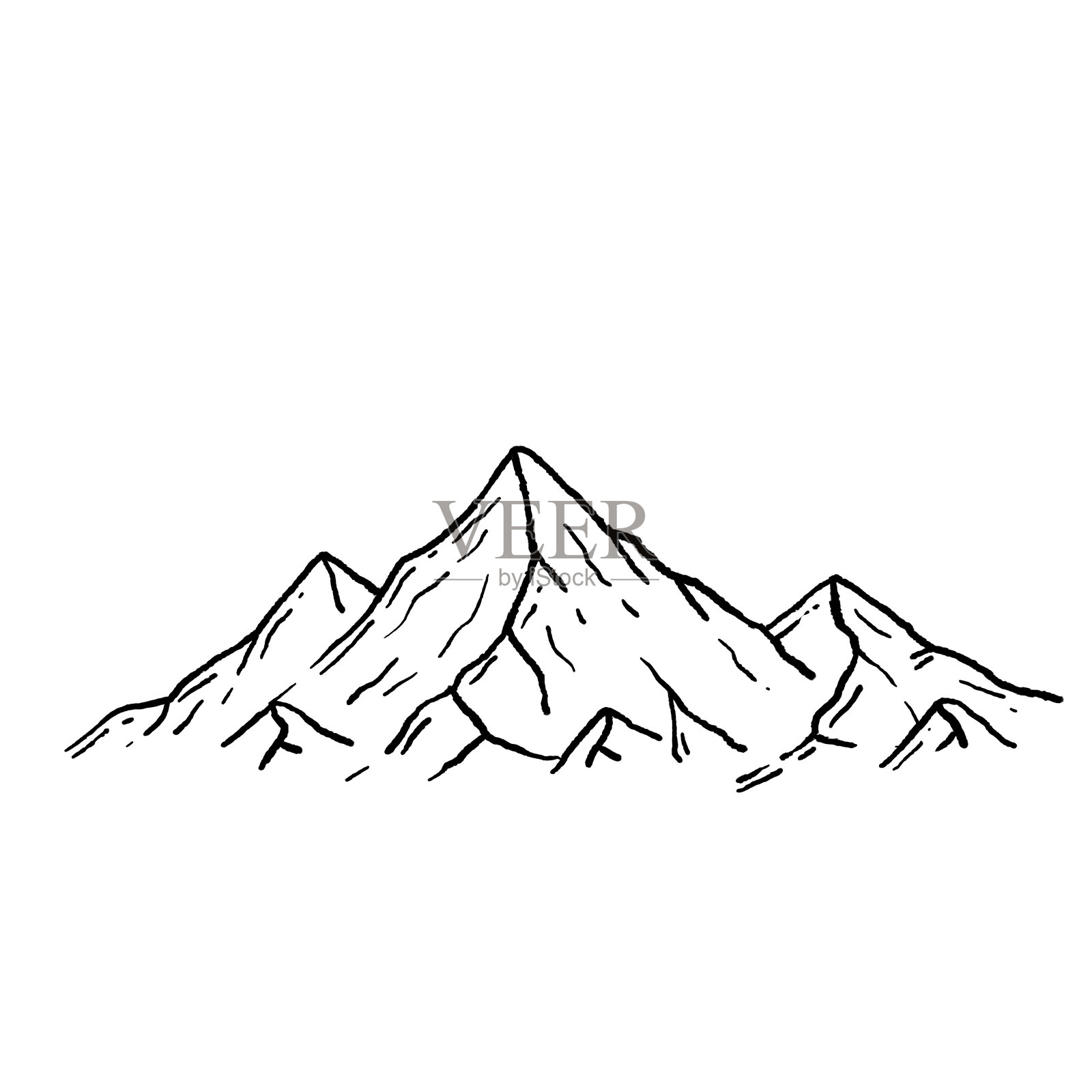 雕刻风格的山。高原自然景观。插画图片素材