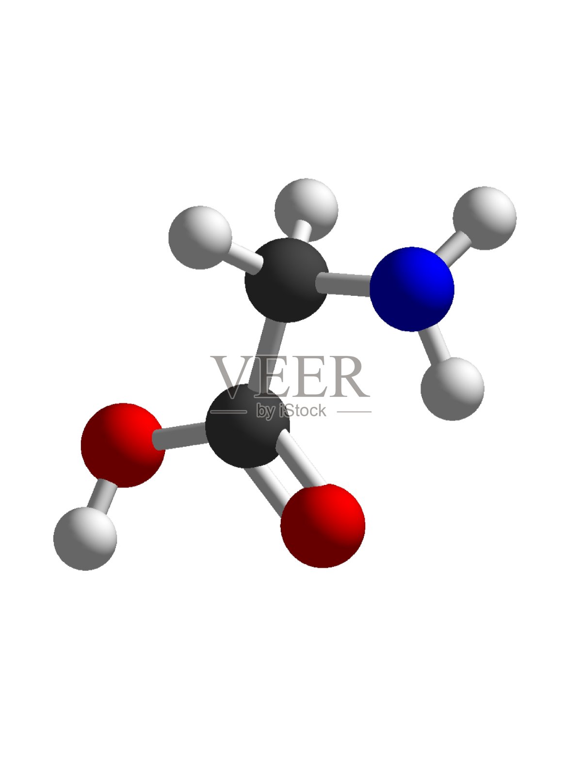 白色背景上的甘氨酸分子结构照片摄影图片
