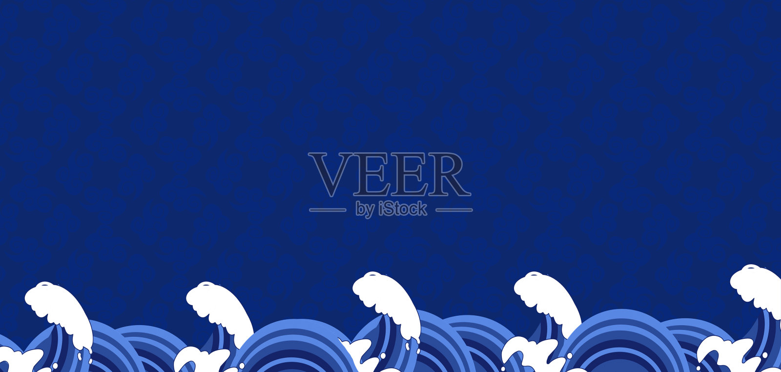 蓝色海浪背景插画图片素材