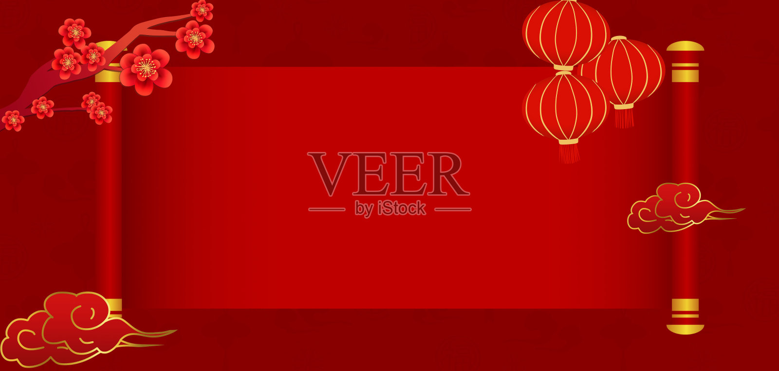 新年喜庆红色背景插画图片素材