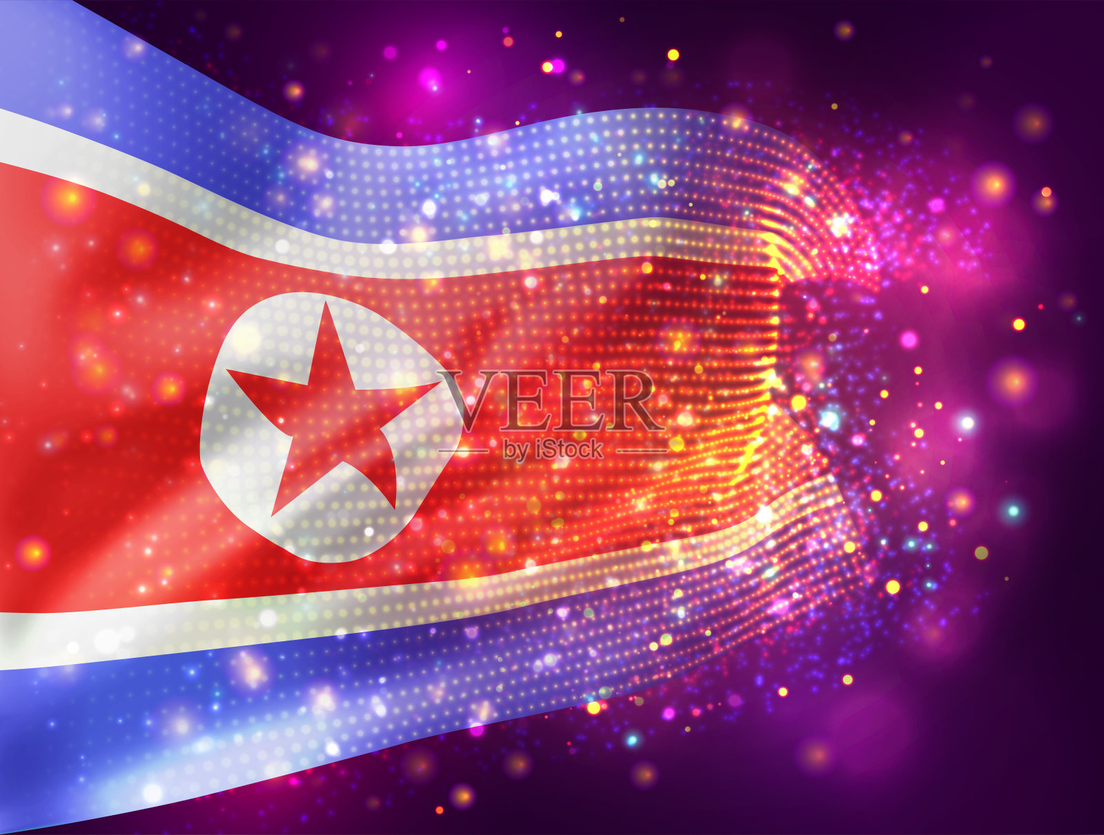 矢量3d旗帜在粉红色紫色的背景与照明和耀斑插画图片素材