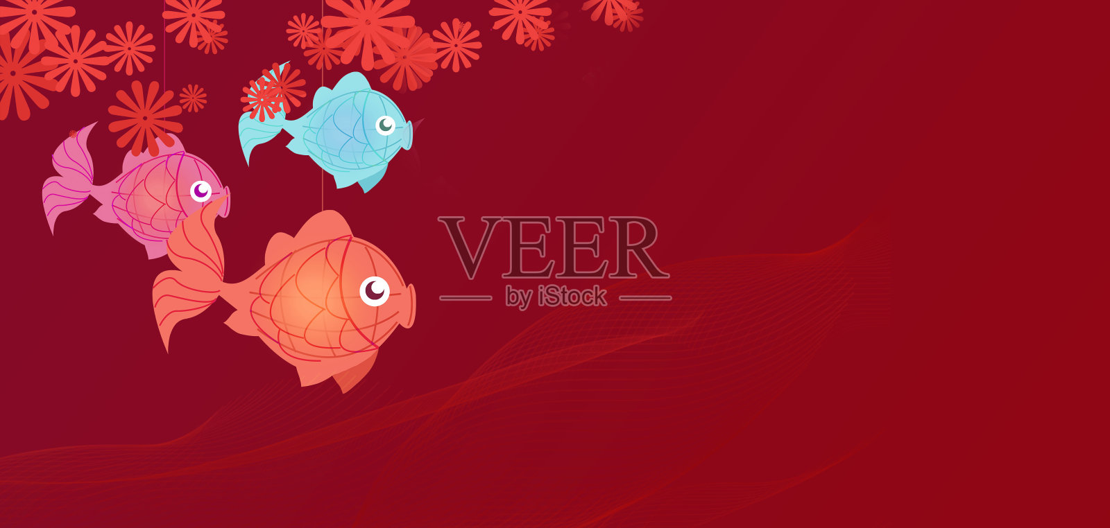 红色元宵节背景插画图片素材