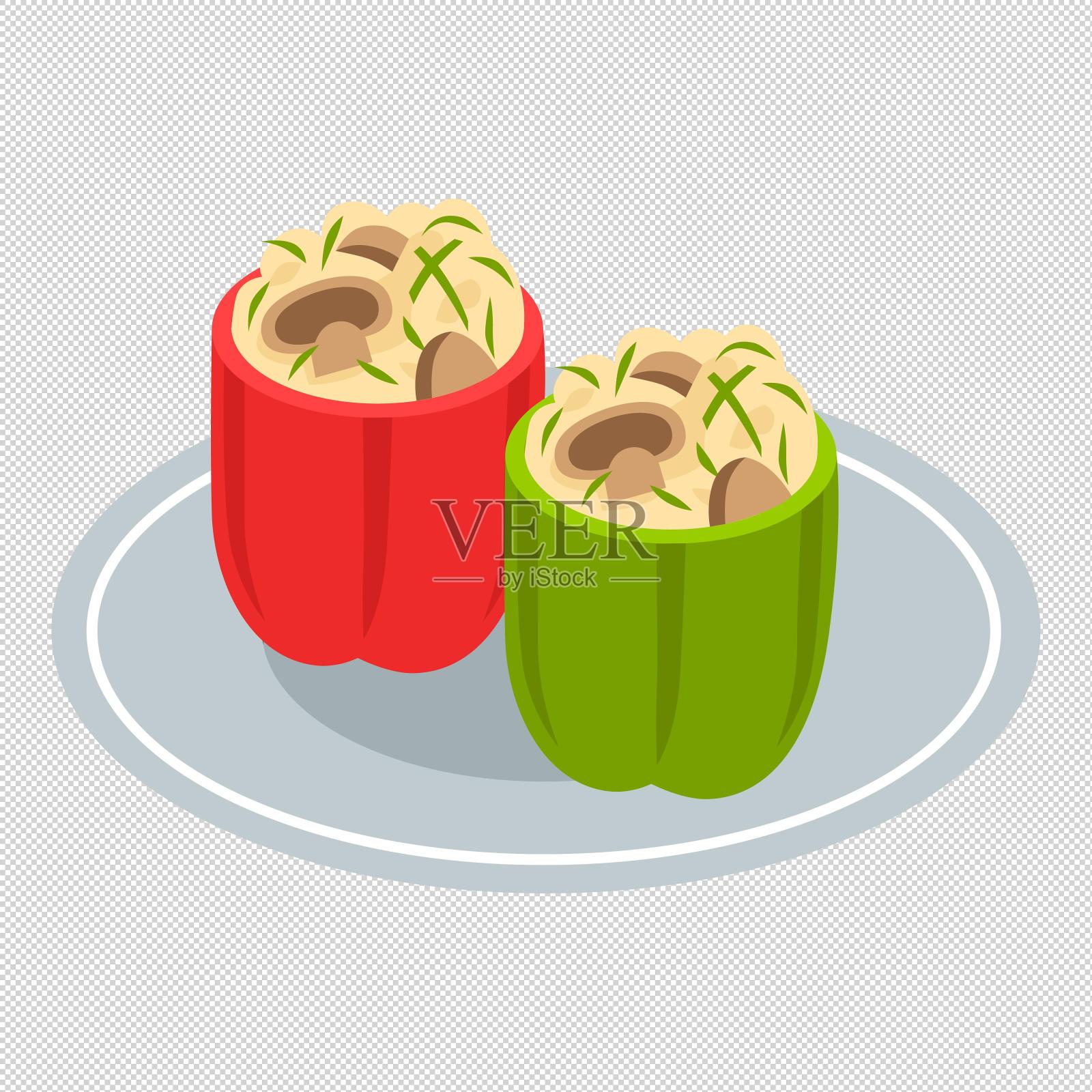 辣椒芝士蘑菇餐盘设计元素图片