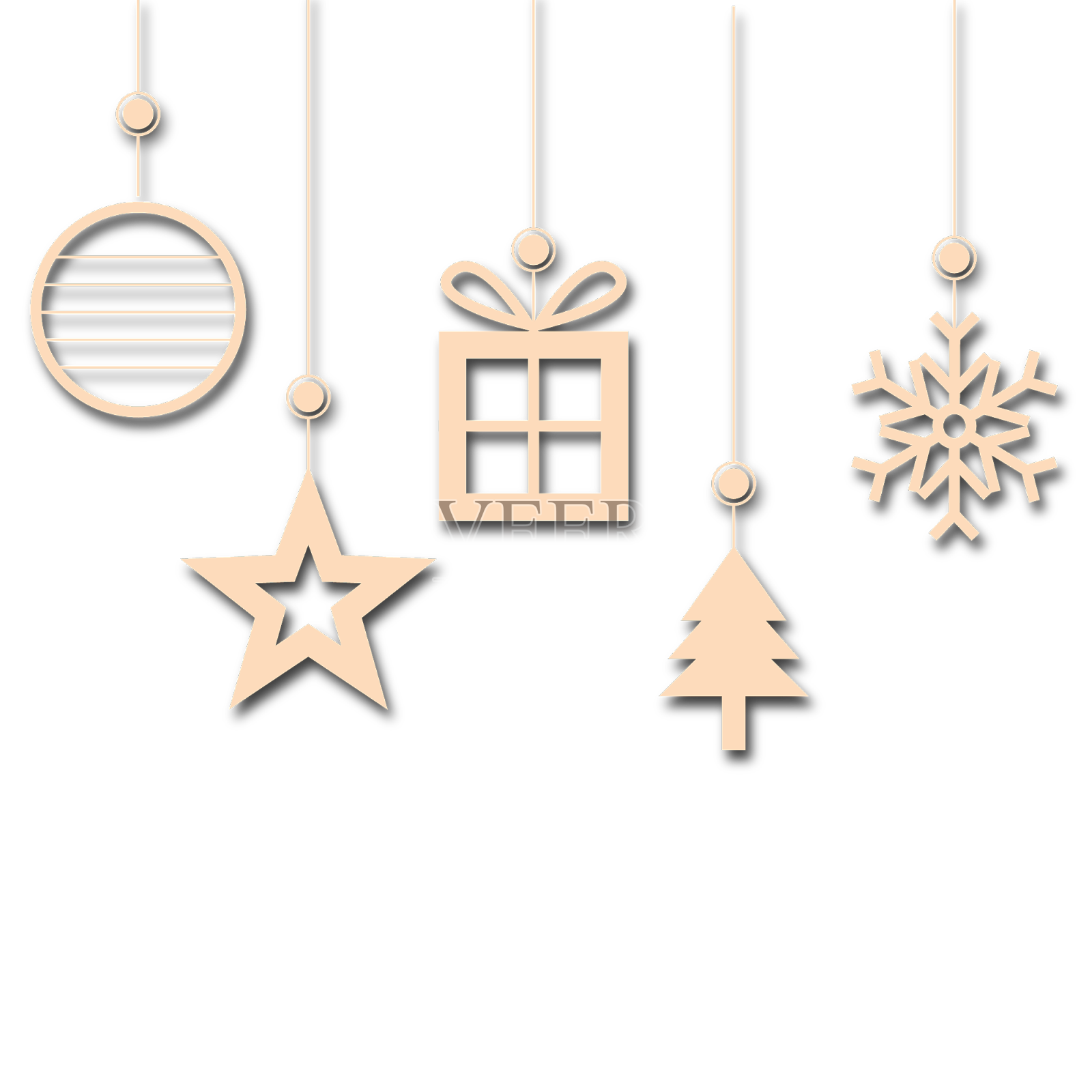 金色圣诞挂饰设计元素图片