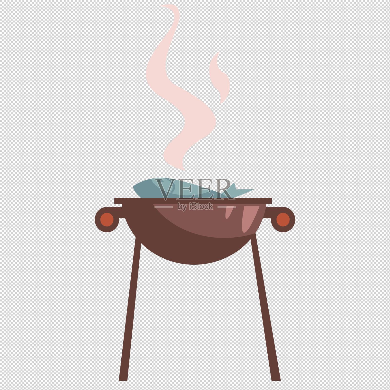 支架锅鱼煮鱼设计元素图片