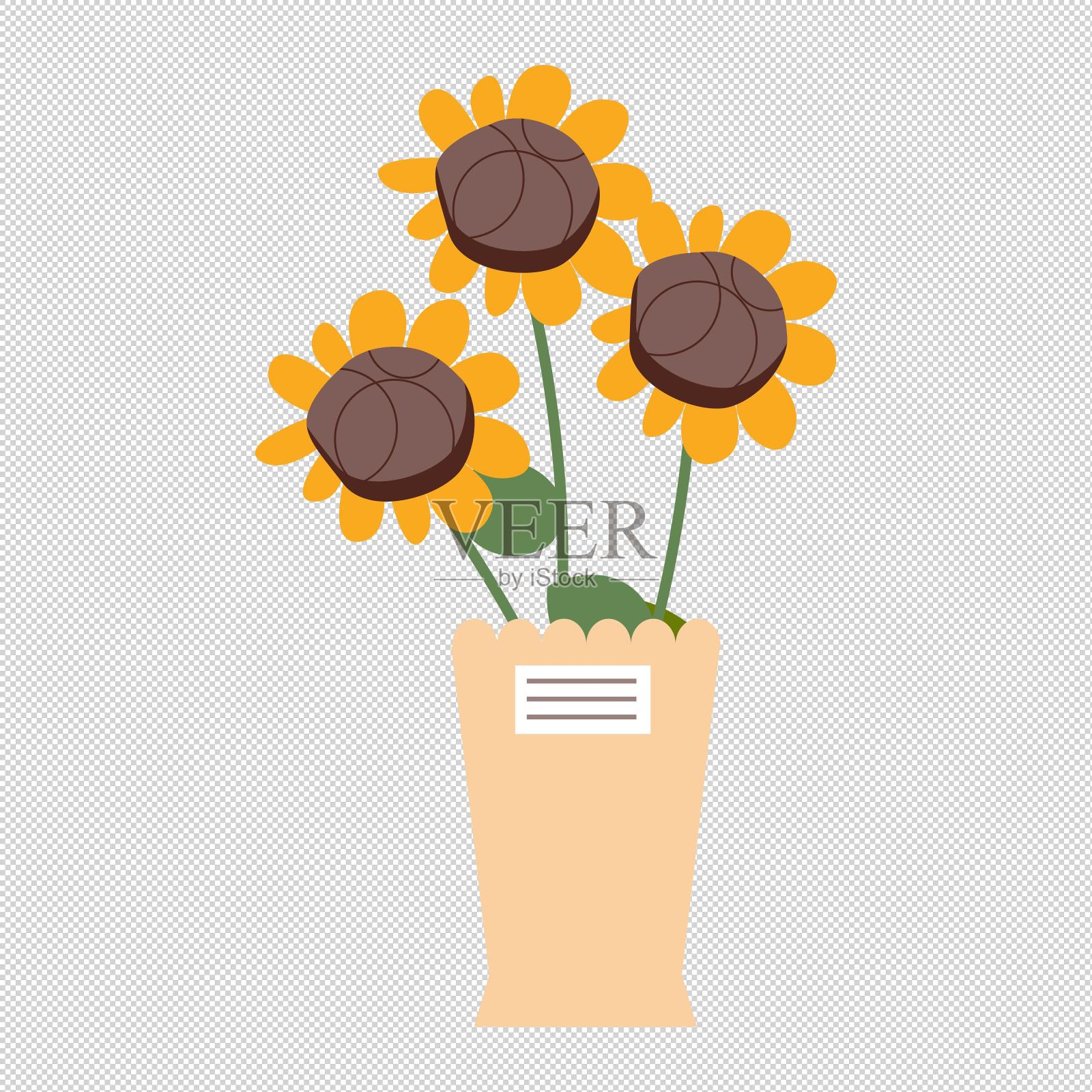 鲜花向日葵花盆设计元素图片