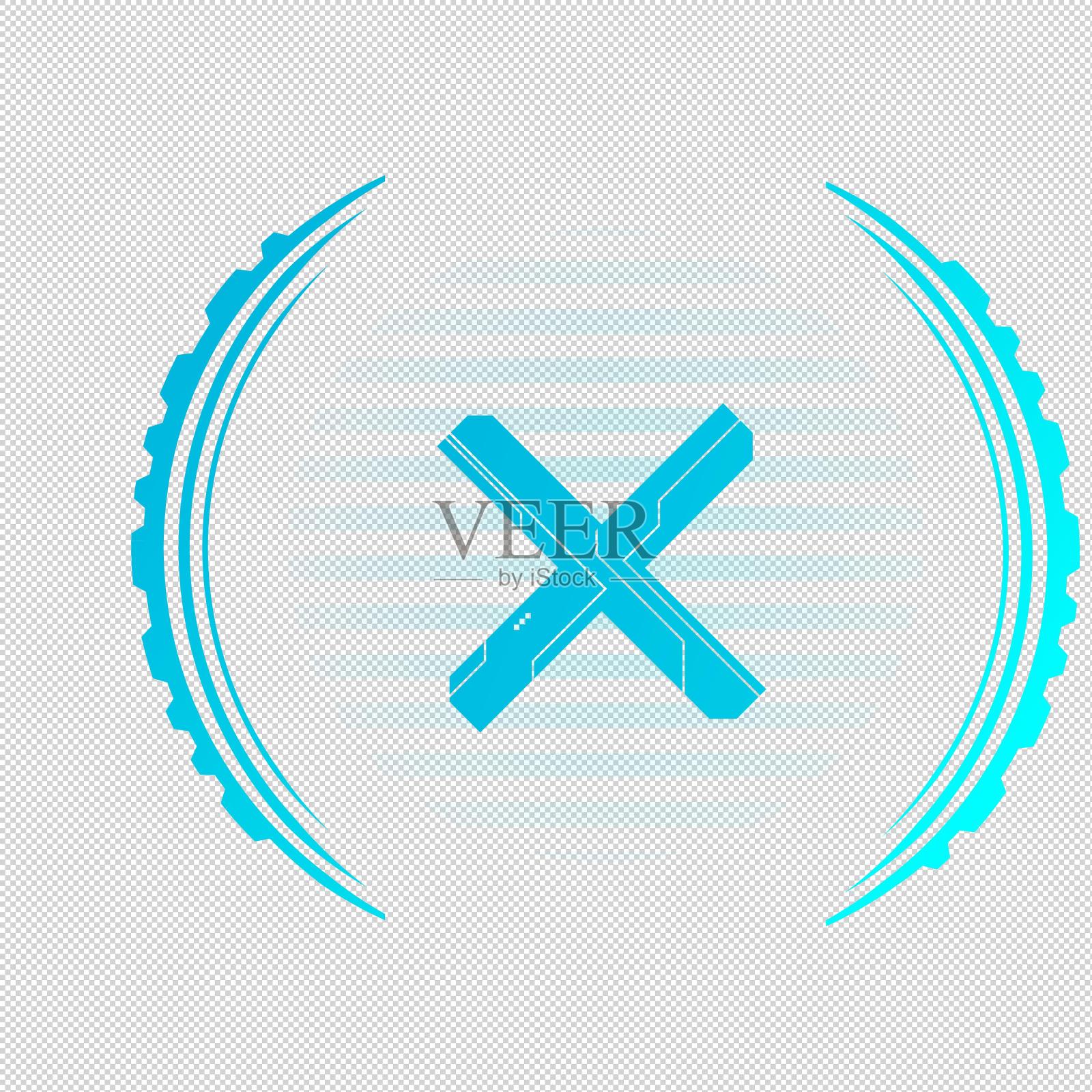 蓝色科技叉错误设计元素图片