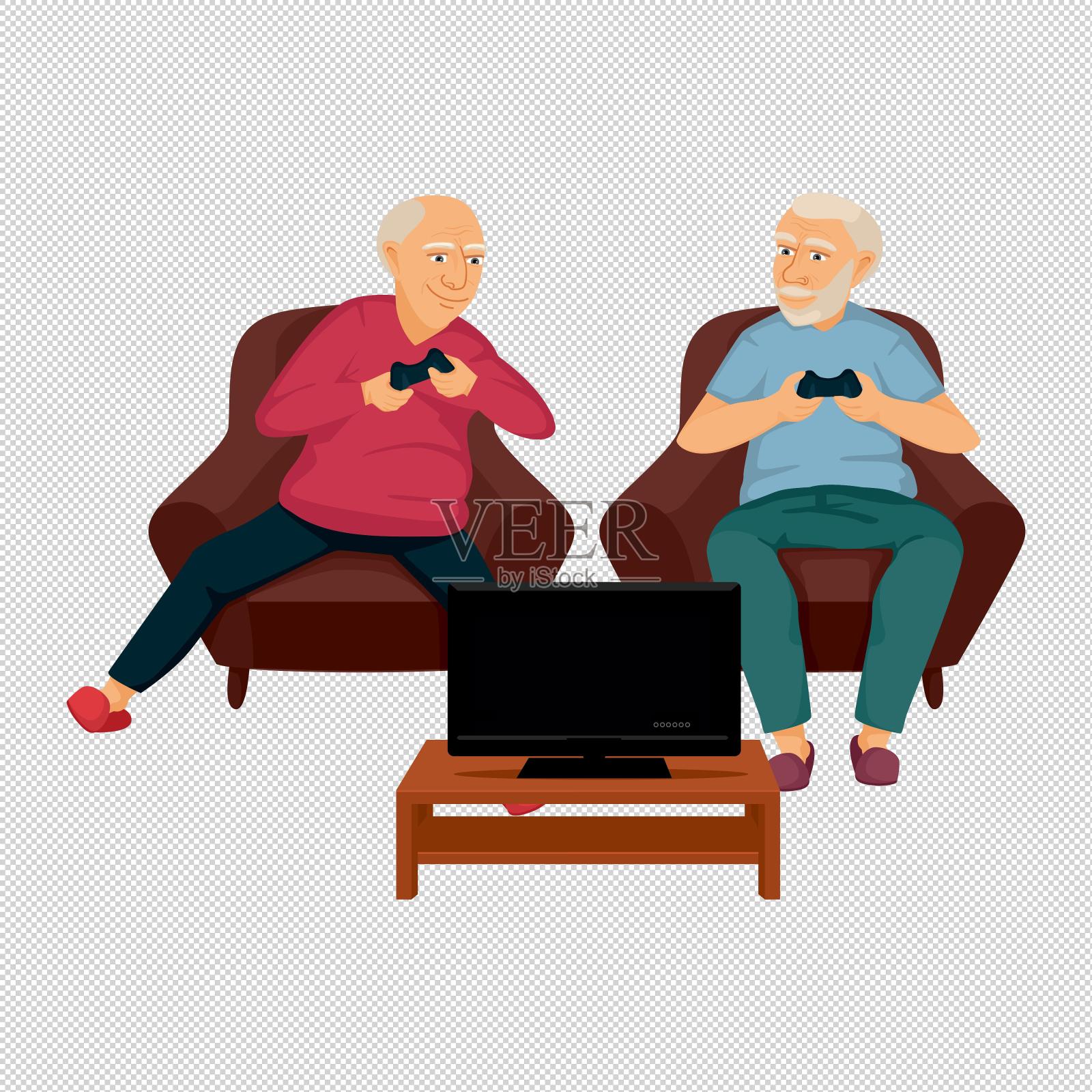 老年人桌子游戏手柄设计元素图片