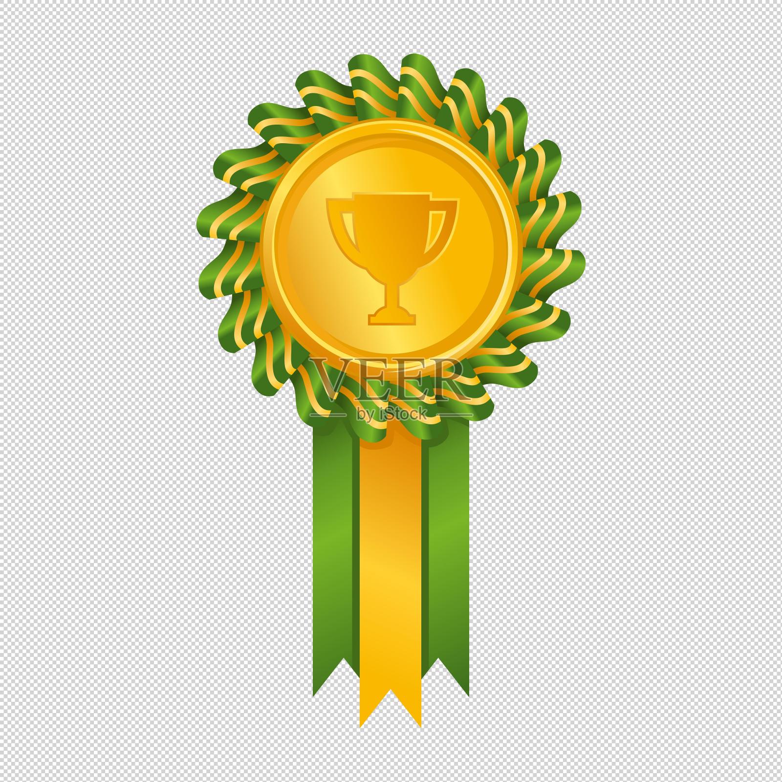 绿色金牌奖牌奖励设计元素图片