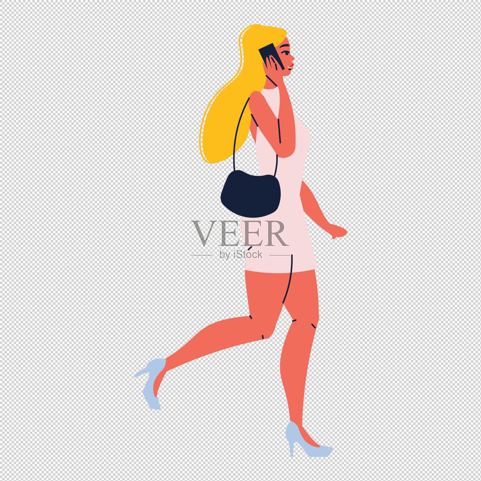 女孩手机单肩包设计元素图片