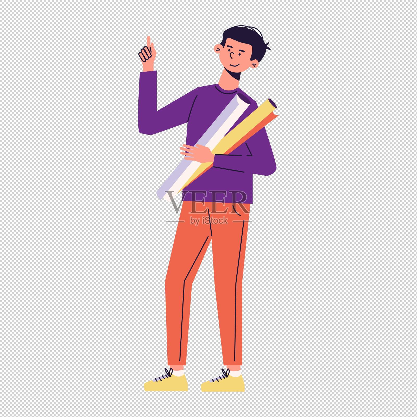 男人图纸手指设计元素图片