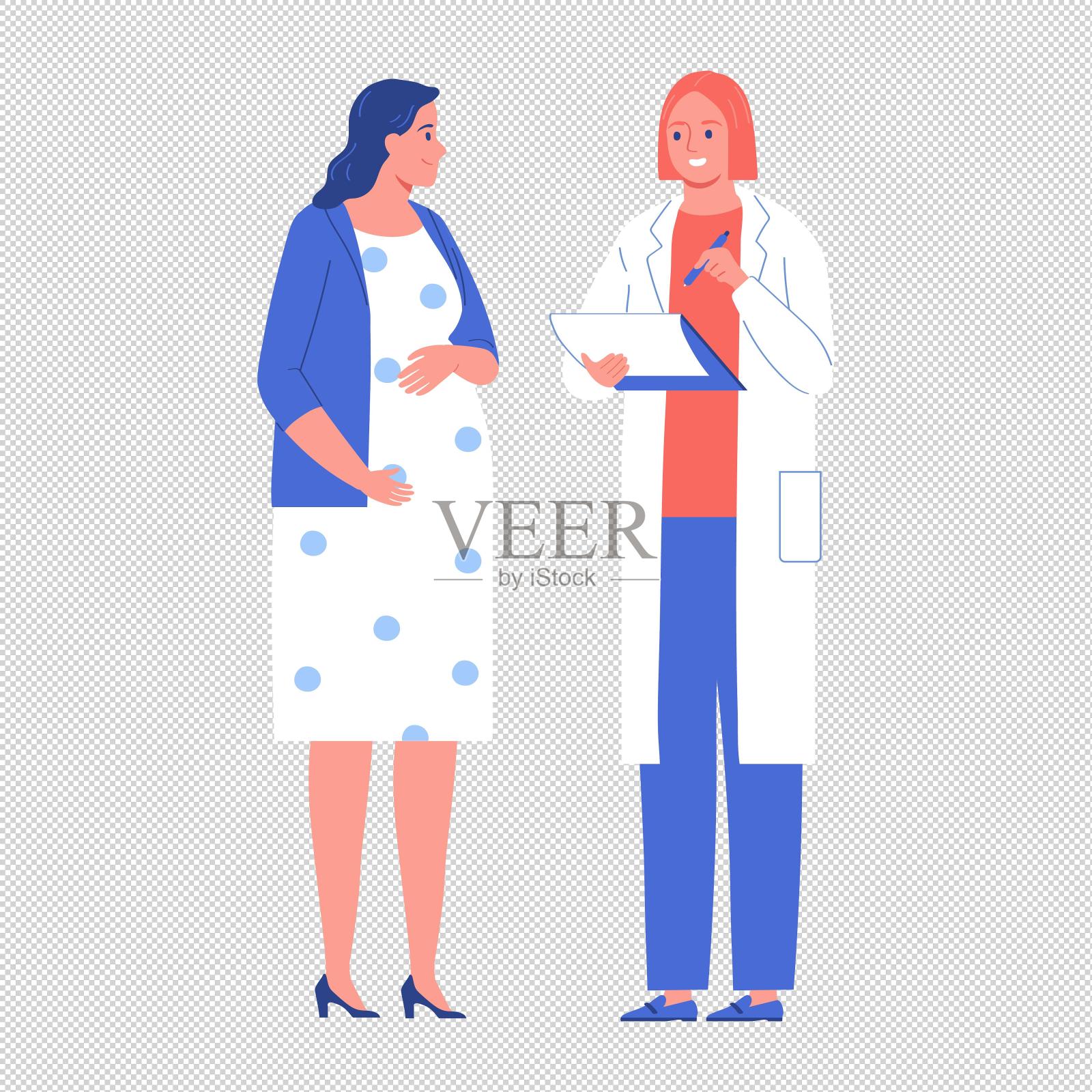 医生孕妇病例笔设计元素图片