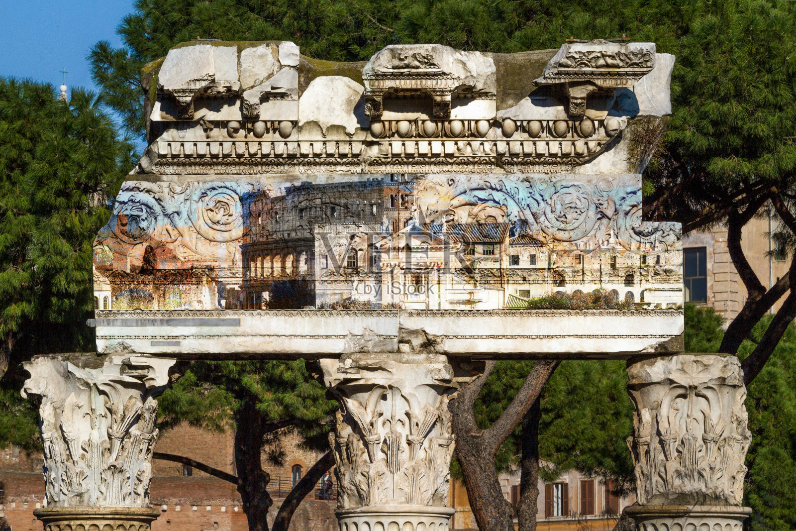 有色首都在罗马广场，罗马和意大利的主要景点之一照片摄影图片