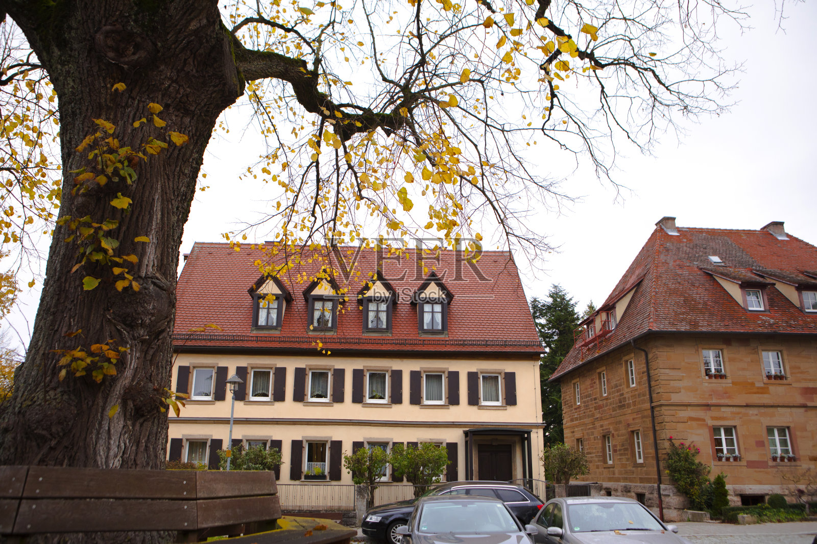 德国，罗森堡，童话小镇，街道，老钟楼照片摄影图片