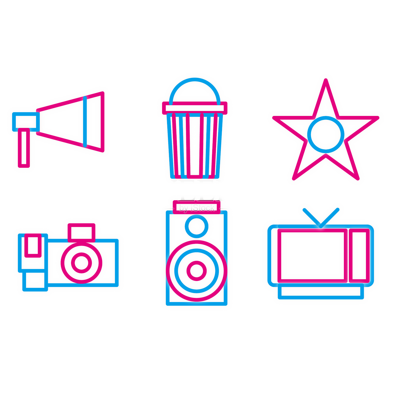 霓虹电影图标设计元素图片