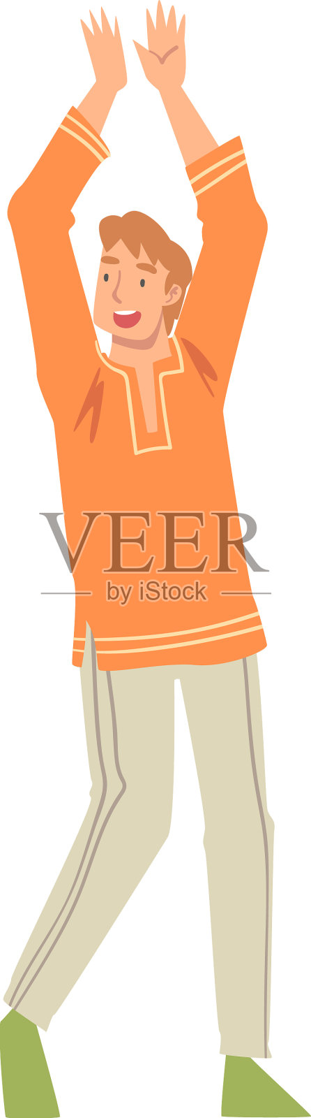 积极的年轻人跳舞移动身体到民间设计元素图片