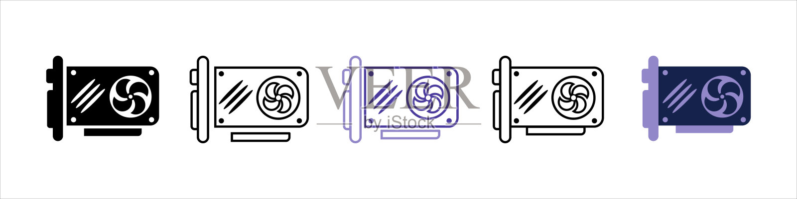 GPU的图标集。可用于网页，移动或ui。现代矢量插图孤立的白色背景。每股收益10插画图片素材