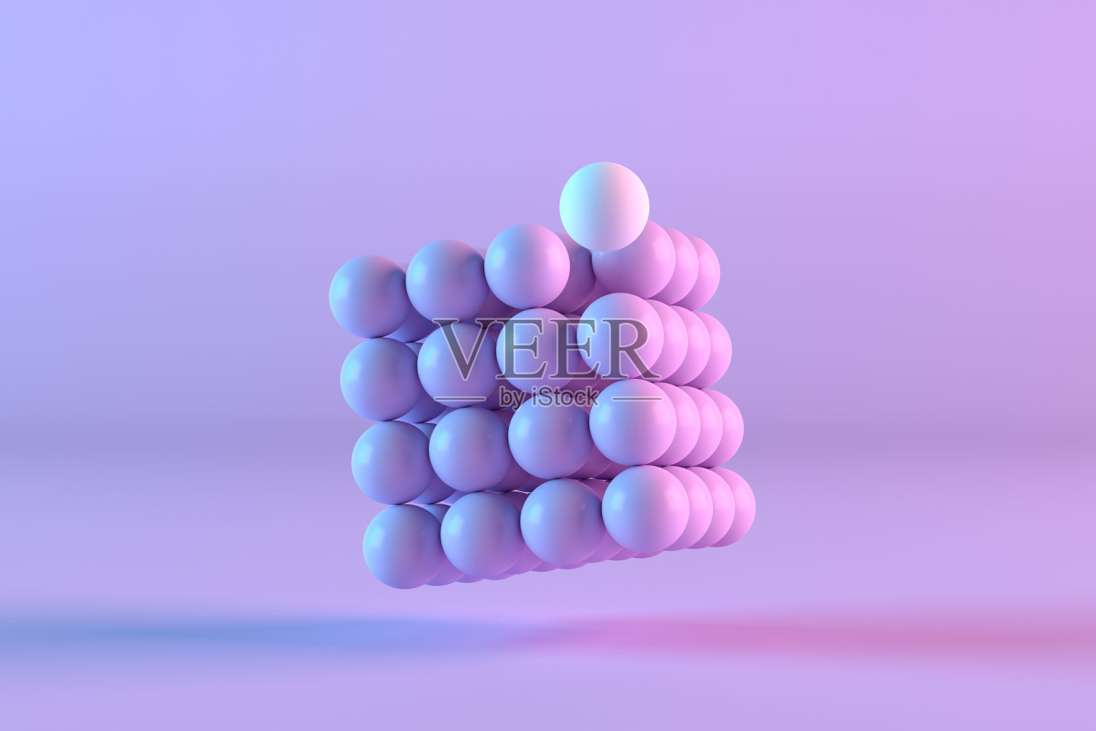 三维球块立方体形状，团队合作，领导力，创意，经营理念，霓虹灯照明照片摄影图片