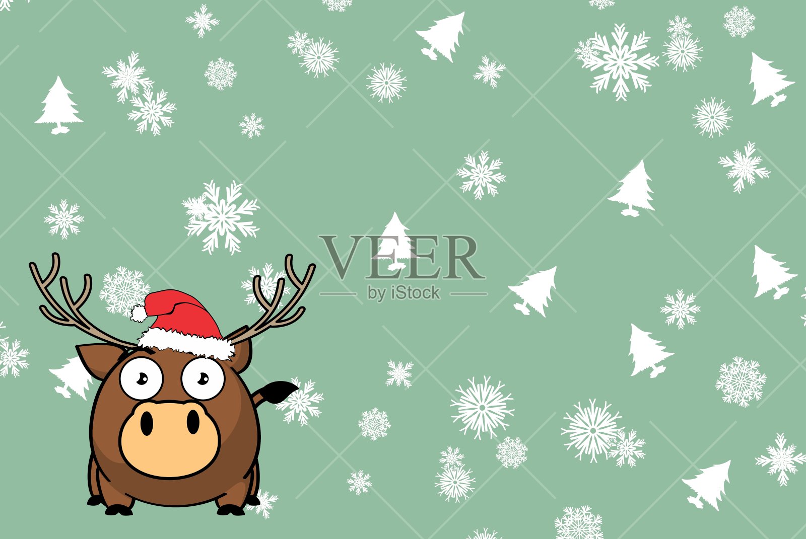 驯鹿卡通球风格圣诞背景插画图片素材