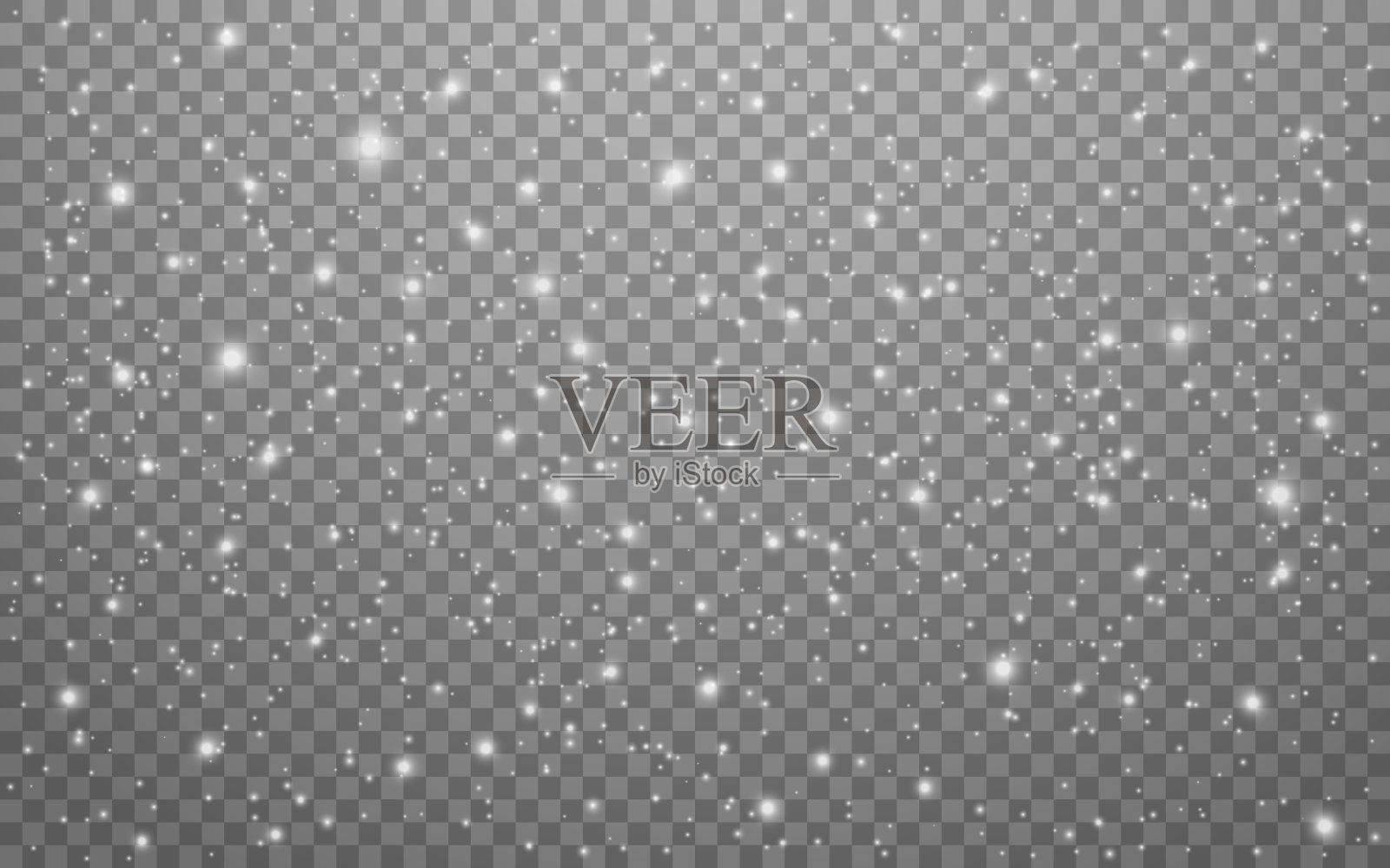 雪的背景。抽象的白色雪花在透明的背景。火花效果下降。白色的灰尘覆盖。魔法冬季设计。矢量图插画图片素材