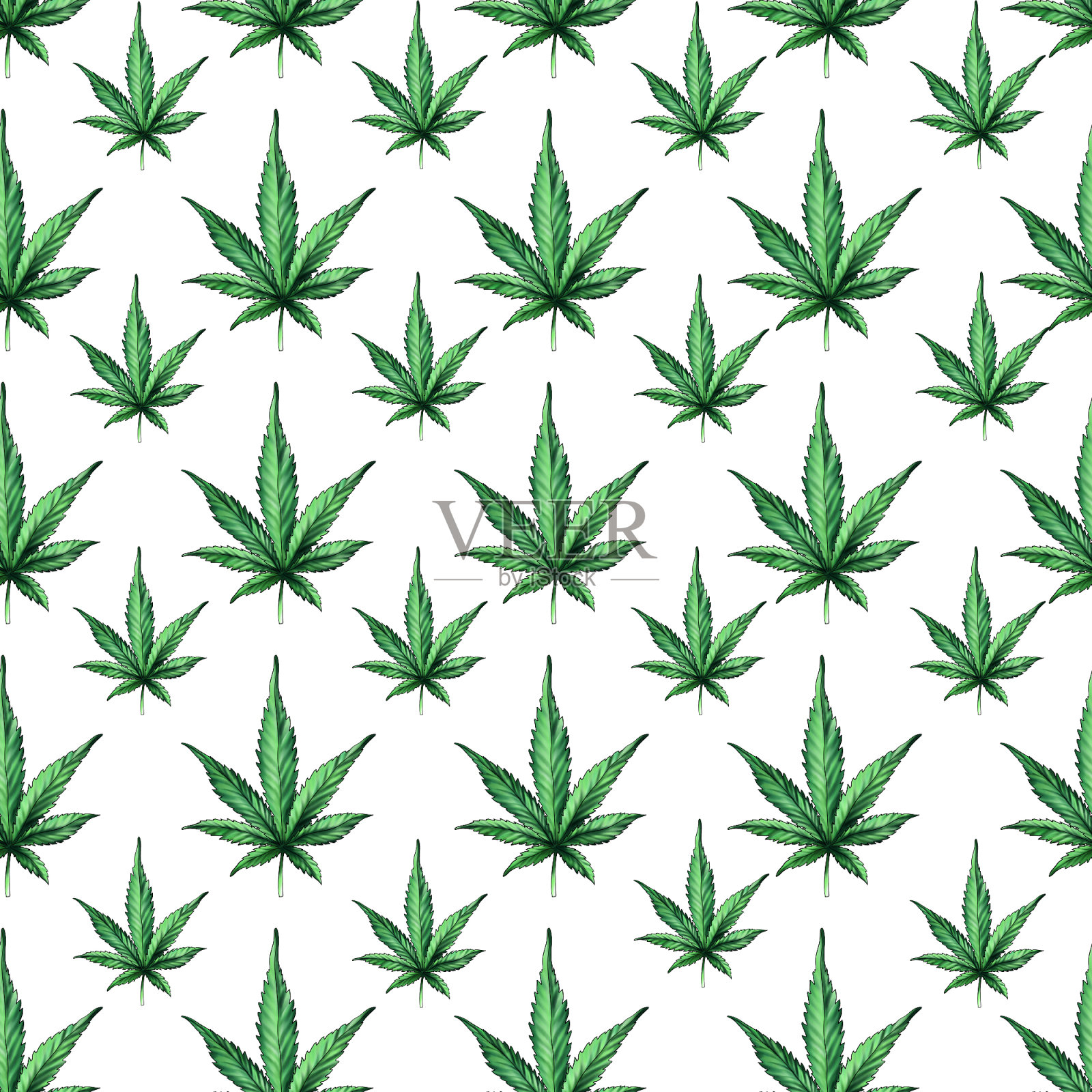 无缝图案的大麻叶子。大麻模式插画图片素材