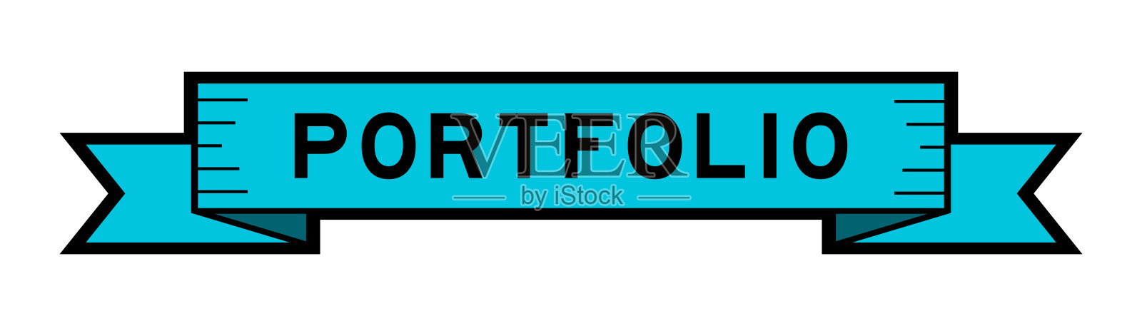 带标签横幅与字组合在白色背景上的蓝色插画图片素材