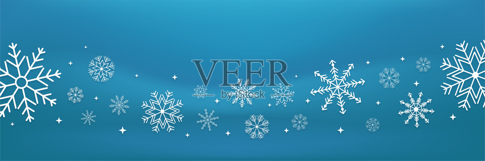 圣诞蓝旗帜背景与雪插画图片素材