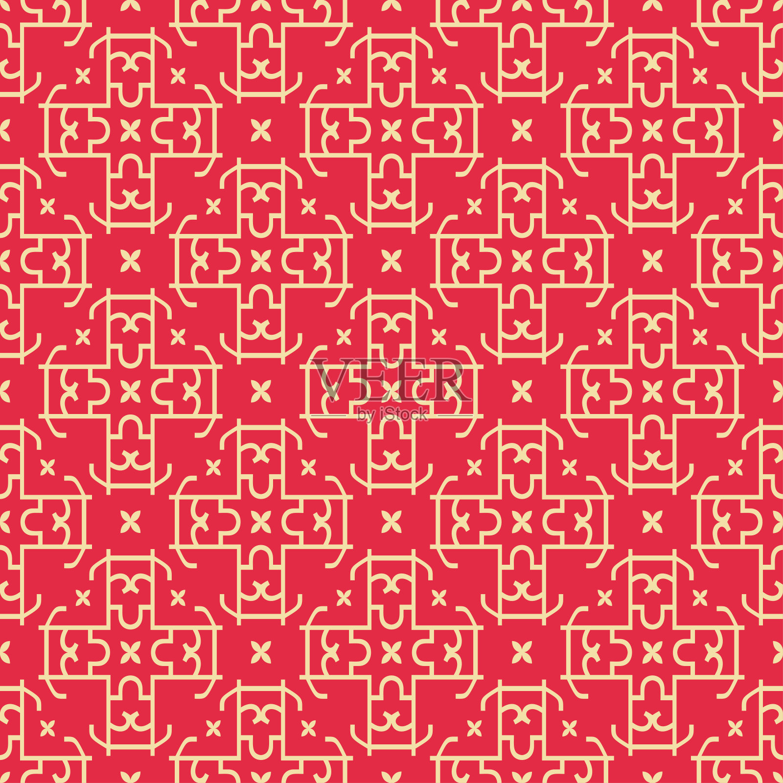 矢量背景图案无缝纹理和墙纸与抽象装饰装饰上的红色背景。平面设计插画图片素材