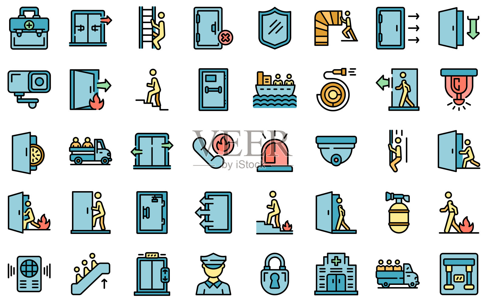 人员疏散图标设置线颜色向量图标素材